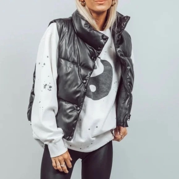 Shop Stevie Tops - Faux Leather puffer vest